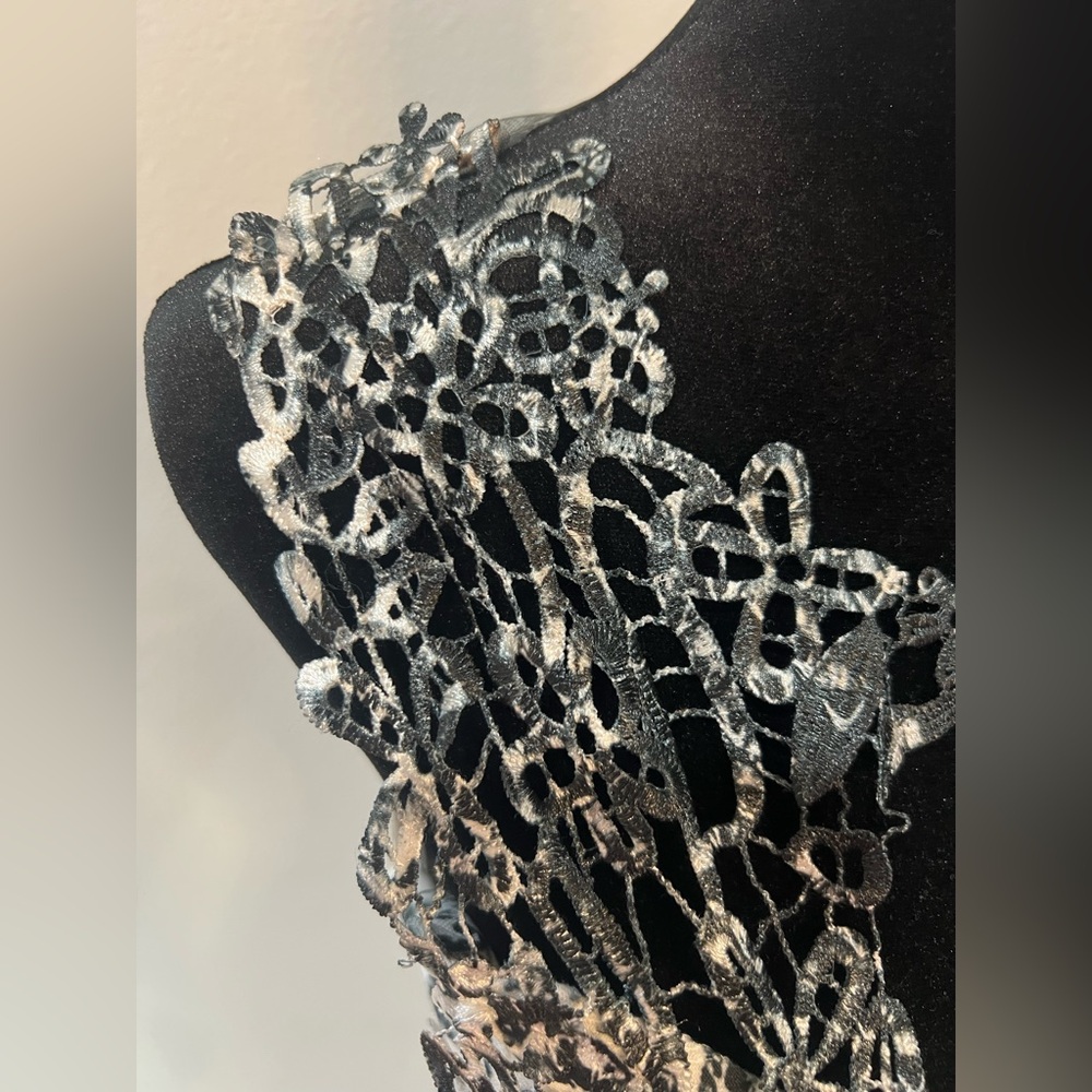 Brazilian Snake Print Bodycon Mini Dress Lace Cutout|Sheer Back| Size Small - Picture 4 of 7